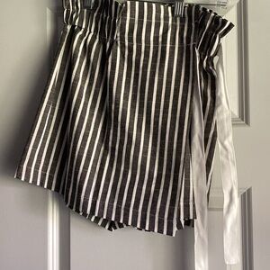 Charcoal and White Striped Skort